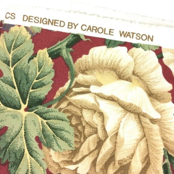 P Kaufmann Floral Fruit Upholstery Fabric Red White Roses 1.29 Yards x 54 in - Picture 3 of 6